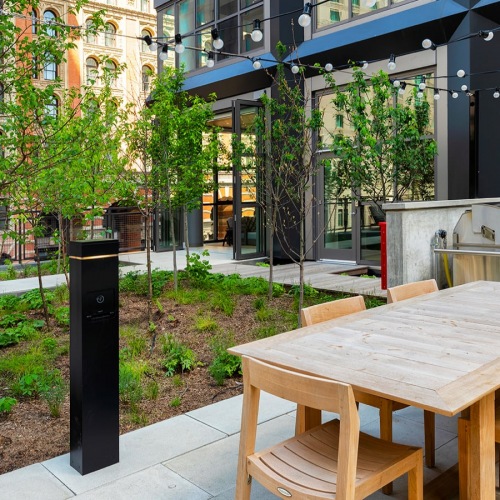 landscaped terrace with elevated deck